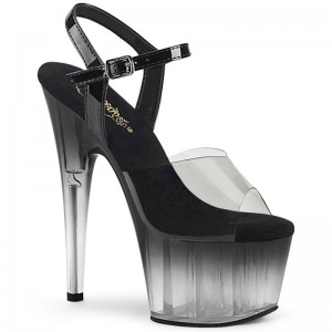 Pleaser Adore-708T-2 Women's Platform Heels Sandals Grey / Clear | NZ VFWEJQ