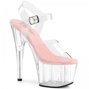 Pleaser Adore-708 Women's Platform Heels Sandals Pink / Clear | NZ VTESDF