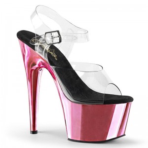 Pleaser Adore-708 Women's Platform Heels Sandals Pink / Clear | NZ YAFJNB