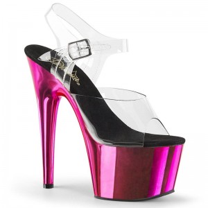 Pleaser Adore-708 Women's Platform Heels Sandals Pink / Clear | NZ GORQWX