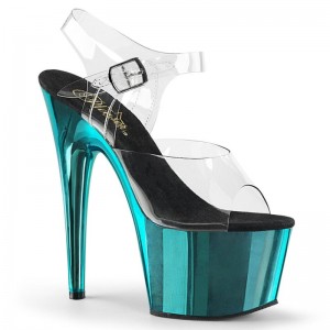 Pleaser Adore-708 Women's Platform Heels Sandals Turquoise / Clear | NZ VXOHWT