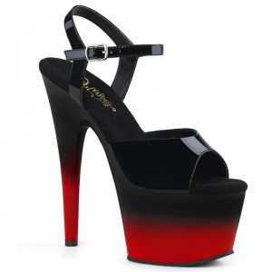 Pleaser Adore-709BR-H Women's Platform Heels Sandals Black / Red | NZ XOJBDC