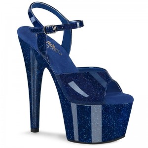 Pleaser Adore-709GP Women's Platform Heels Sandals Navy | NZ YKGNHS