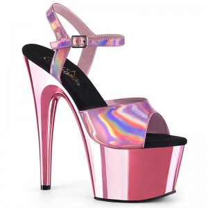 Pleaser Adore-709HGCH Women's Platform Heels Sandals Pink | NZ GHELBJ