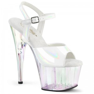 Pleaser Adore-709HT Women's Platform Heels Sandals White | NZ NKLYDA