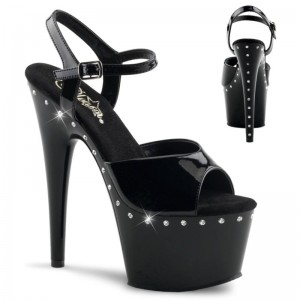 Pleaser Adore-709LS Women's Platform Heels Sandals Black | NZ WXABPE