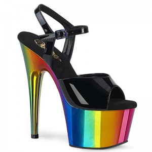 Pleaser Adore-709RC Women's Platform Heels Sandals Black / Multicolor | NZ APOFSZ