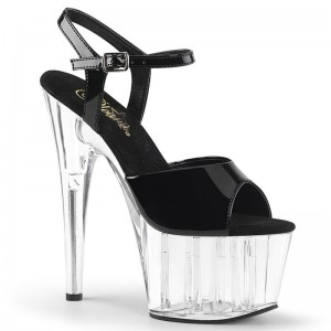 Pleaser Adore-709 Women's Platform Heels Sandals Black / Clear | NZ RLBHAY