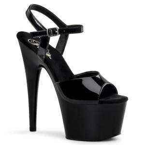 Pleaser Adore-709 Women's Platform Heels Sandals Black | NZ DIJYNL