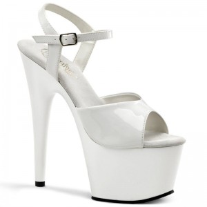 Pleaser Adore-709 Women's Platform Heels Sandals White | NZ TRLZCW