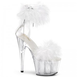 Pleaser Adore-724F Women's Platform Heels Sandals White | NZ FQSRWY