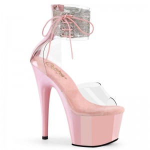 Pleaser Adore-724RS Women's Platform Heels Sandals Pink / Clear | NZ ERZNYB