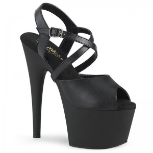 Pleaser Adore-724 Vegan Leather Women's Platform Heels Sandals Black | NZ FPYMET