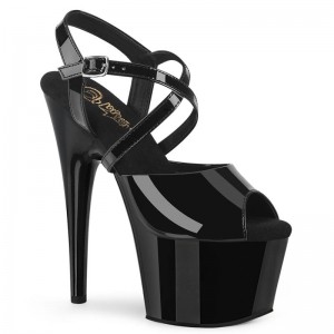 Pleaser Adore-724 Women's Platform Heels Sandals Black | NZ IJKMYN