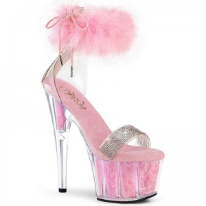 Pleaser Adore-727F Women's Platform Heels Sandals Pink / Clear | NZ KMATJZ