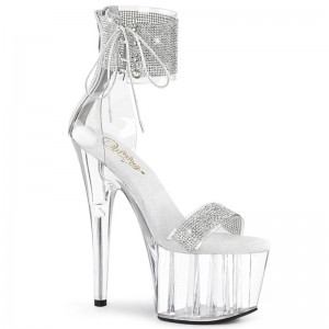 Pleaser Adore-727RS Women's Platform Heels Sandals Clear | NZ MIYJLB