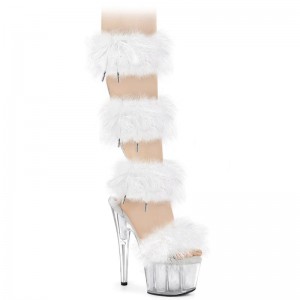 Pleaser Adore-728F Women's Platform Heels Sandals White / Clear | NZ QDKAHO