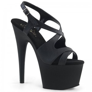 Pleaser Adore-730 Vegan Leather Women's Platform Heels Sandals Black | NZ SFPCEU