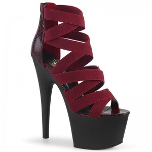 Pleaser Adore-748SP Women's Platform Heels Sandals Red / Black | NZ OILEJN