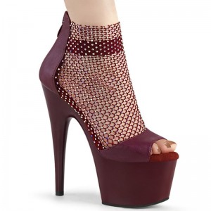 Pleaser Adore-765RM Women's Platform Heels Sandals Burgundy | NZ WGCMNR