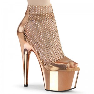 Pleaser Adore-765RM Women's Platform Heels Sandals Rose Gold | NZ MTZEPX