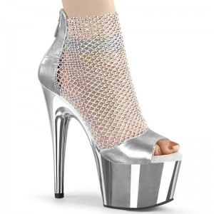 Pleaser Adore-765RM Women's Platform Heels Sandals Silver | NZ IGFWEQ