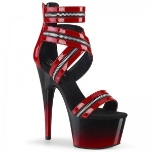 Pleaser Adore-766 Women's Platform Heels Sandals Red | NZ JVKRDC