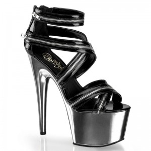 Pleaser Adore-767 Women's Platform Heels Sandals Black / Grey | NZ OKLNRV