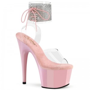 Pleaser Adore-791-2RS Women's Platform Heels Sandals Pink / Clear | NZ RBHWCU