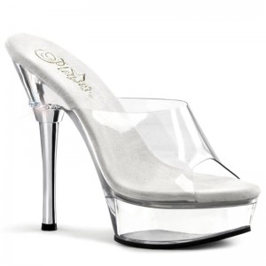 Pleaser Allure-601 Women's Platform Slides Clear | NZ DFXITL