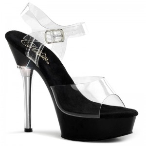 Pleaser Allure-608 Women's Platform Heels Sandals Black / Clear | NZ RUIMSC