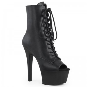 Pleaser Aspire-1021 Vegan Leather Women's Heels Boots Black | NZ QWECYD