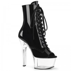 Pleaser Aspire-1021 Women's Heels Boots Black / Clear | NZ SDIBGM