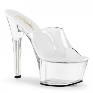 Pleaser Aspire-601 Women's Platform Slides Clear | NZ LNPMCR