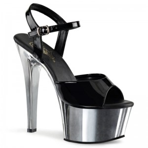 Pleaser Aspire-609 Women's Platform Heels Sandals Black / Silver | NZ APOCLR