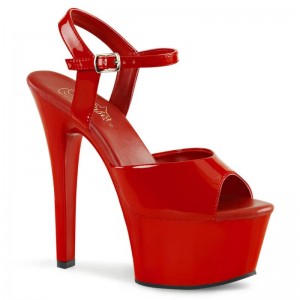 Pleaser Aspire-609 Women's Platform Heels Sandals Red | NZ ICWJLH