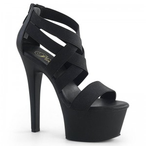 Pleaser Aspire-669 Vegan Leather Women's Platform Heels Sandals Black | NZ SWXBYM