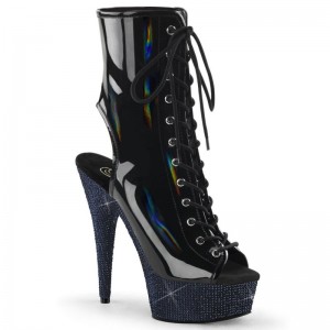 Pleaser Bejeweled-1016-6 Hologram Women's Heels Boots Black | NZ VEGOUY