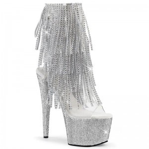 Pleaser Bejeweled-1017RSF-7 Women's Heels Boots Silver / Clear | NZ NPOQYW