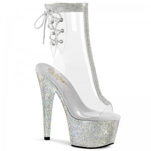 Pleaser Bejeweled-1018C-2RS Women's Heels Boots Silver / Clear | NZ IHDKFP