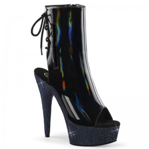 Pleaser Bejeweled-1018DM-6 Hologram Women's Heels Boots Black | NZ EWDAFP