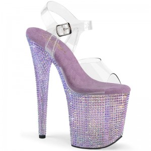 Pleaser Bejeweled-808RRS Women's Platform Heels Sandals Purple / Clear | NZ DWTJIL