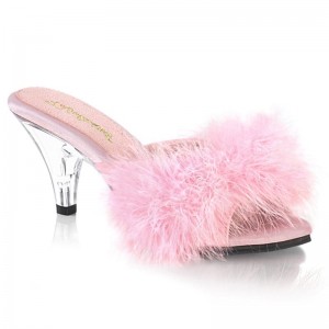 Pleaser Belle-301F Women's Slides Pink / Clear | NZ OZIBAG