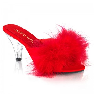 Pleaser Belle-301F Women's Slides Red / Clear | NZ JFPCQD