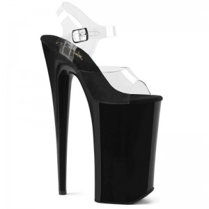 Pleaser Beyond-008 Women's Platform Heels Sandals Black / Clear | NZ MVWLUP