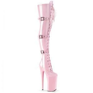 Pleaser Beyond-3028 Women's Thigh High Boots Pink | NZ VHGAFQ