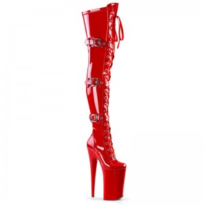 Pleaser Beyond-3028 Women's Thigh High Boots Red | NZ VMPXJA