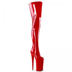 Pleaser Beyond-4000 Women's Thigh High Boots Red | NZ PRXEBO