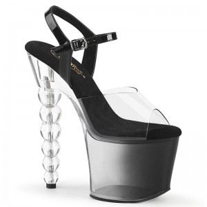 Pleaser Bliss-708-1BC Women's Platform Heels Sandals Black / Clear | NZ WKHRGV