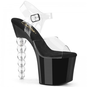 Pleaser Bliss-708 Women's Platform Heels Sandals Black / Clear | NZ BZONHK